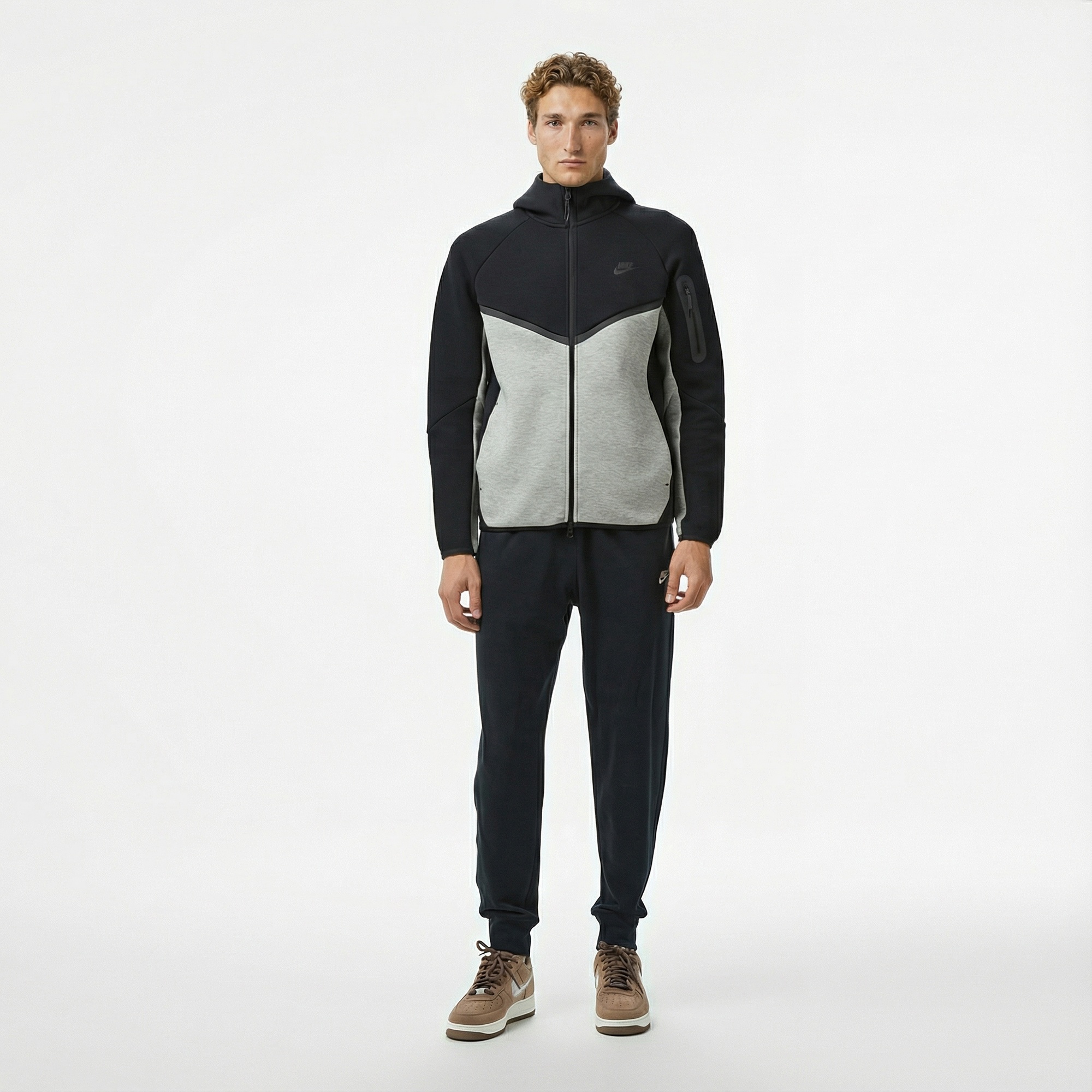 Nike Tech Fleece Erkek Gri Kapüşonlu Hoodie