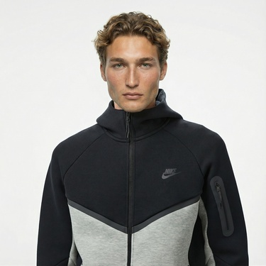  Nike Tech Fleece Erkek Gri Kapüşonlu Hoodie