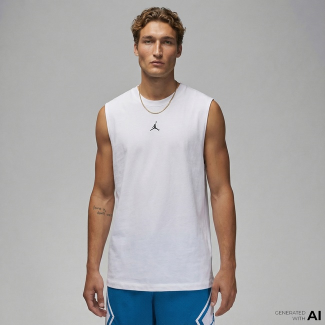  Jordan Dri-Fit Sport Erkek Beyaz Kolsuz T-Shirt