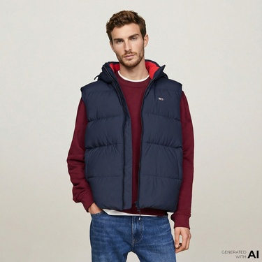  Tommy Jeans Erkek Lacivert Puffer Yelek