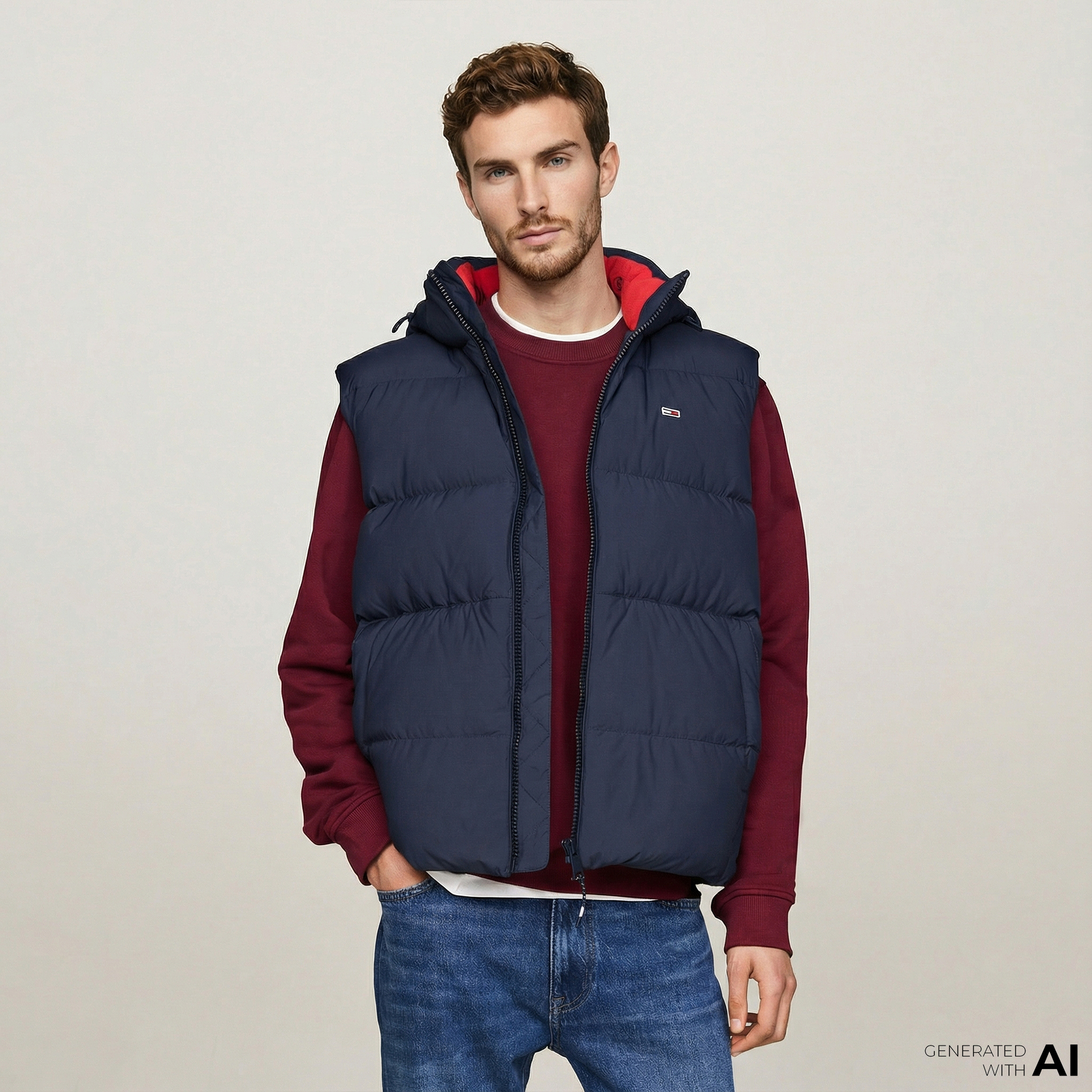  Tommy Jeans Erkek Lacivert Puffer Yelek