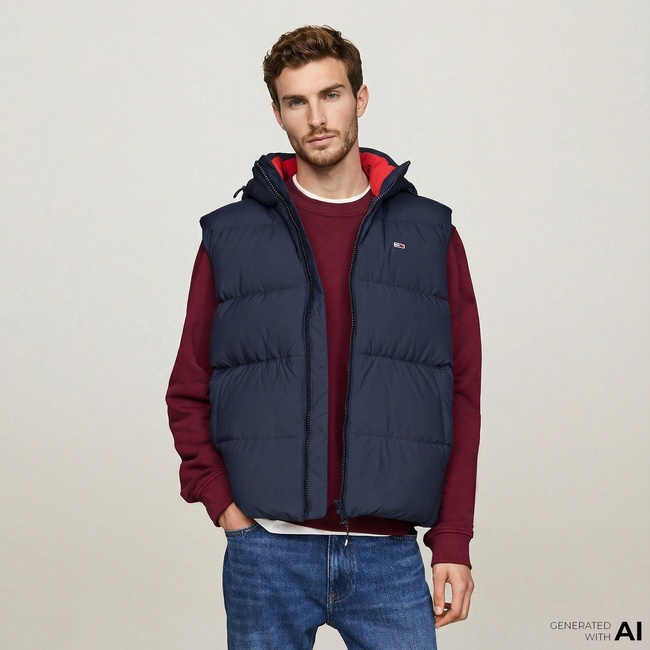  Tommy Jeans Erkek Lacivert Puffer Yelek