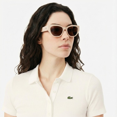  Lacoste L.12.D Kadın Slim Fit Beyaz Polo