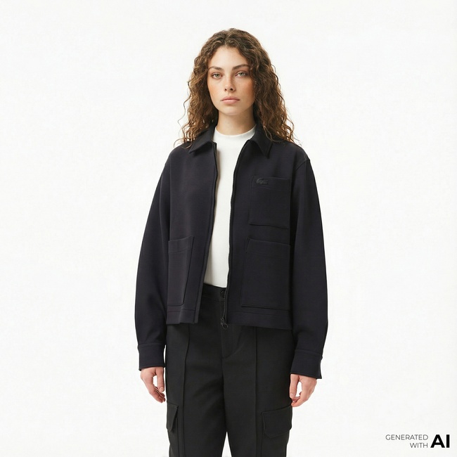  Lacoste Kadın Relaxed Fit Kapüşonlu Beyaz Ceket