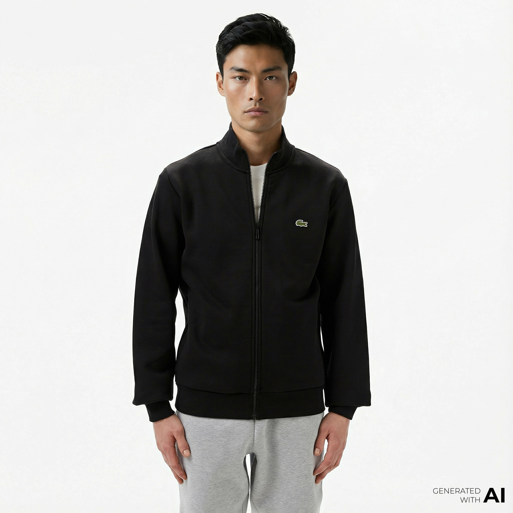  Lacoste Erkek Regular Fit Fermuarlı Siyah Sweatshirt