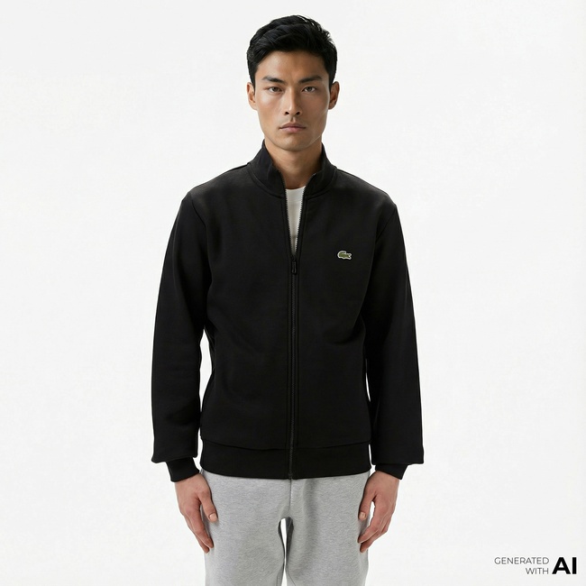 Lacoste Erkek Regular Fit Fermuarlı Siyah Sweatshirt