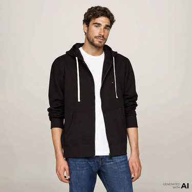  Tommy Hilfiger Erkek Siyah Hoodie