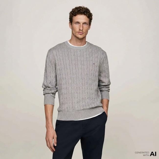  Tommy Hilfiger Erkek Triko Gri Kazak