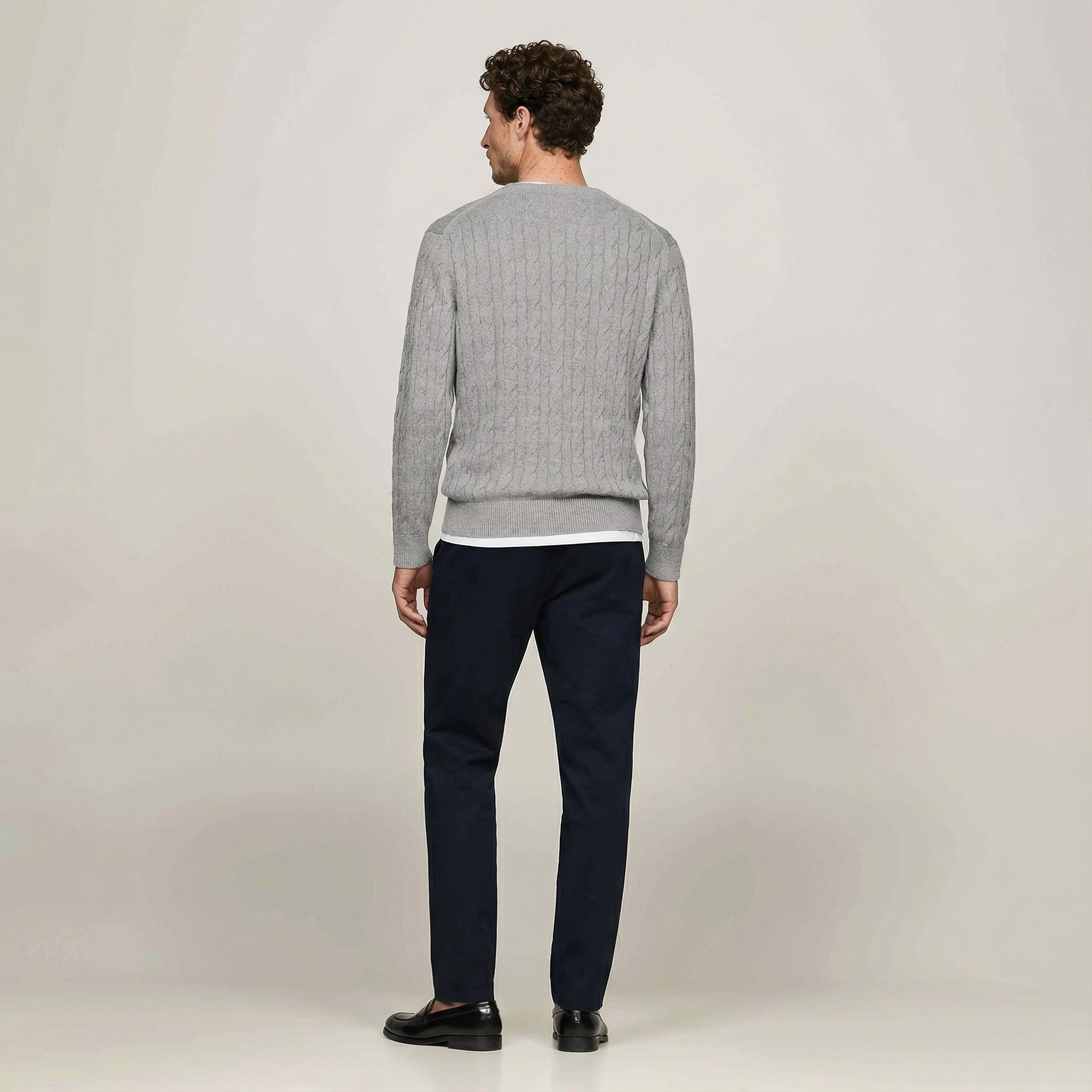 Tommy Hilfiger Erkek Triko Gri Kazak