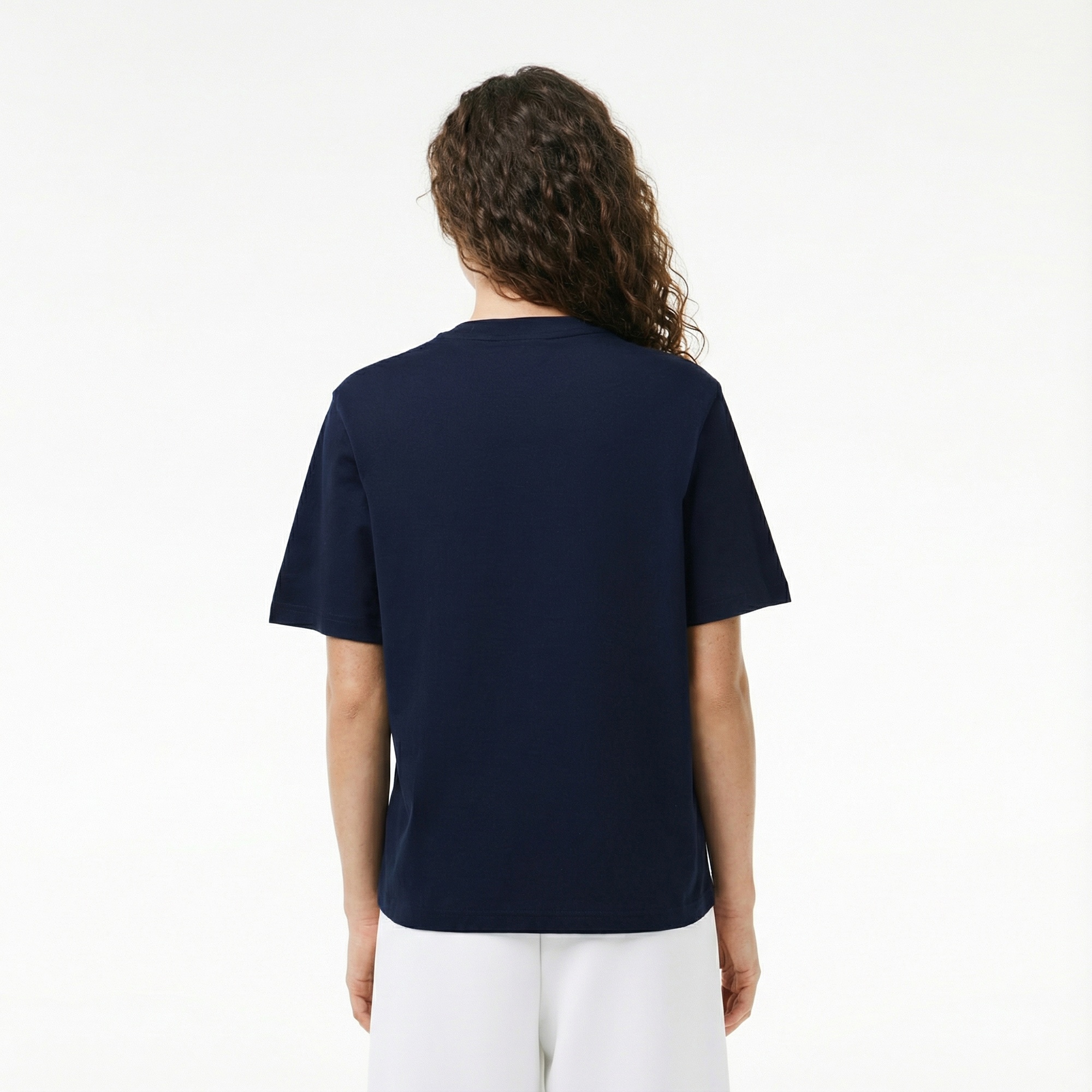 Lacoste Kadın Relaxed Fit Bisiklet Yaka Lacivert T-Shirt