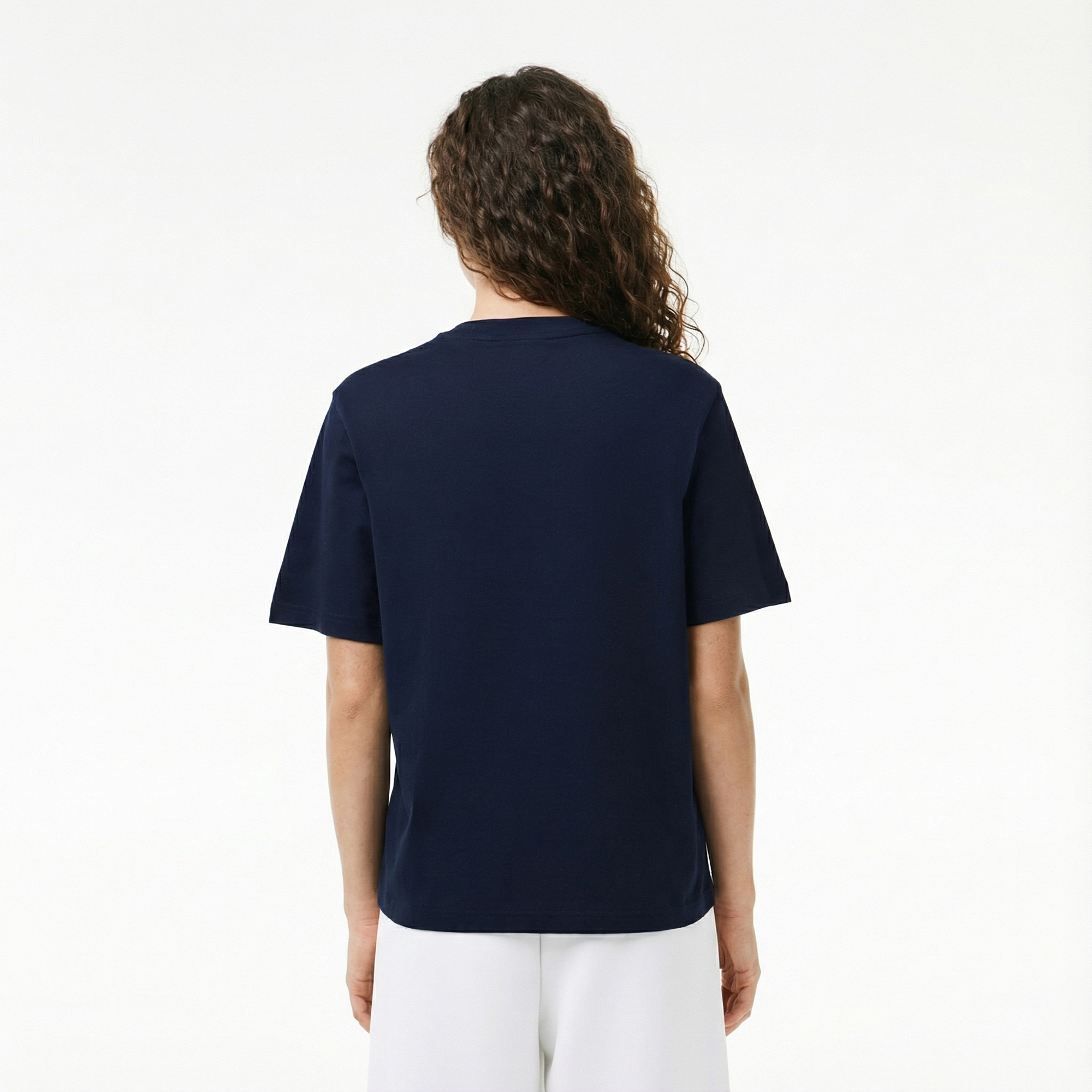  Lacoste Kadın Relaxed Fit Bisiklet Yaka Lacivert T-Shirt
