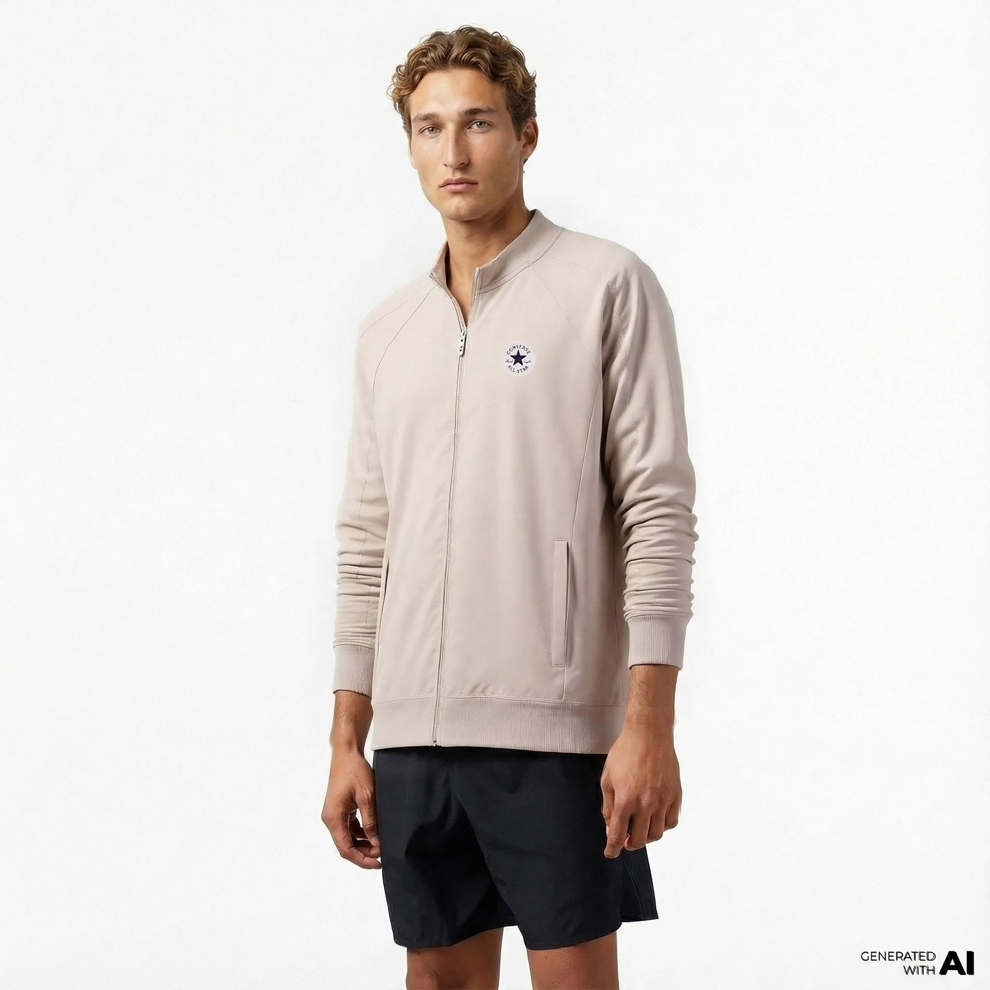  Converse Erkek Fermuarlı Bej Eşofman Üstü