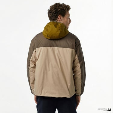  Converse Erkek Kapüşonlu Renk Bloklu Kahverengi Mont