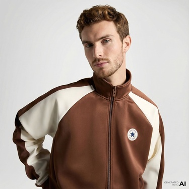  Converse Erkek Renk Bloklu Kahverengi Eşofman Üstü