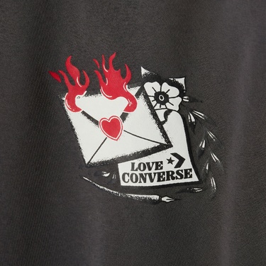  Converse Kadın Slim Fit Baskılı Gri T-Shirt