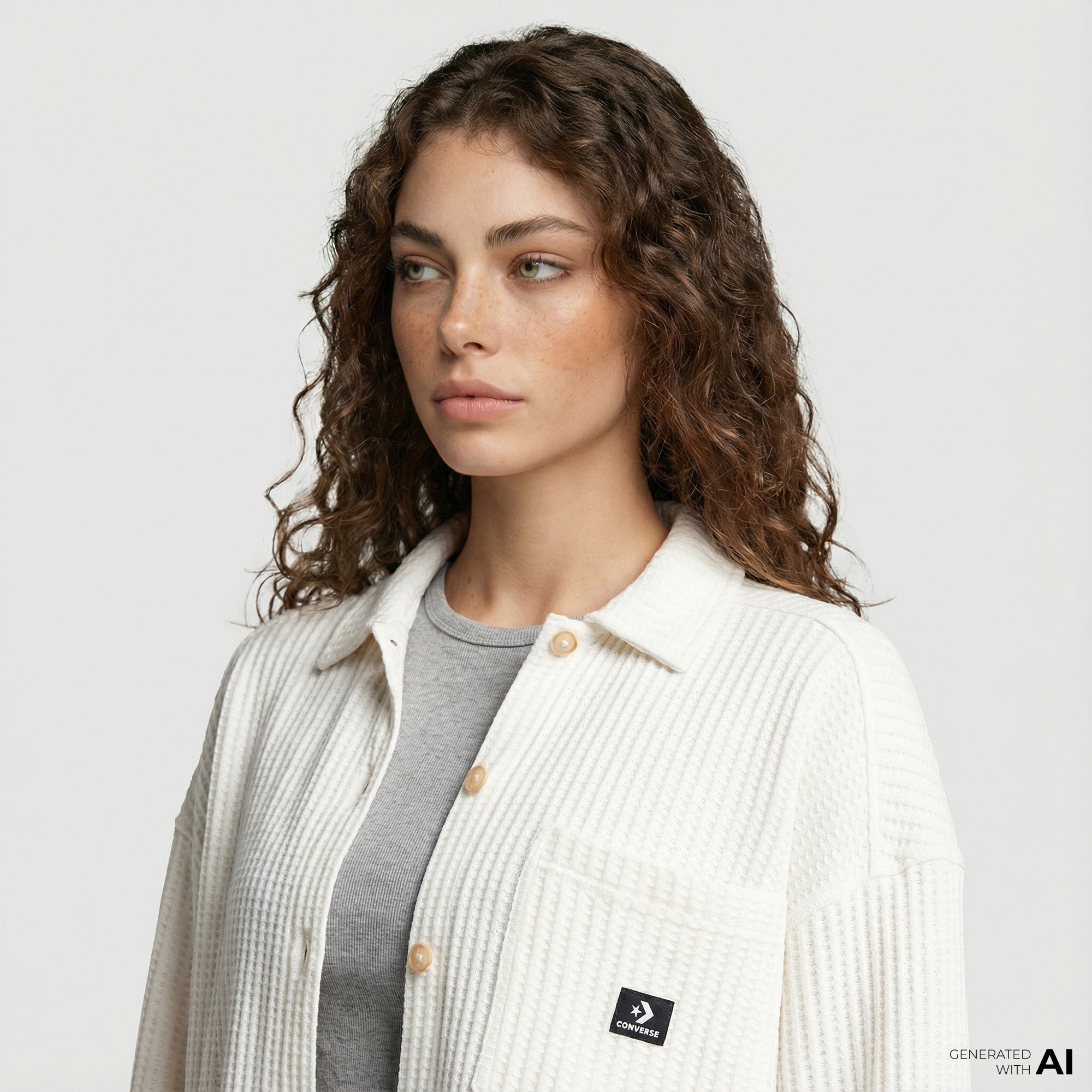 Converse Kadın Oversize Fit Krem Gömlek