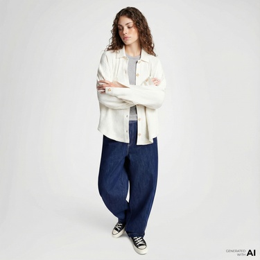  Converse Kadın Oversize Fit Krem Gömlek