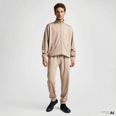  Converse Erkek Grafik Baskılı Bej Eşofman Üstü