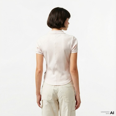  Converse Slim Fit Kadın Pembe Polo