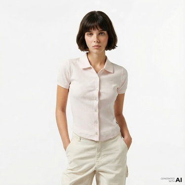  Converse Slim Fit Kadın Pembe Polo