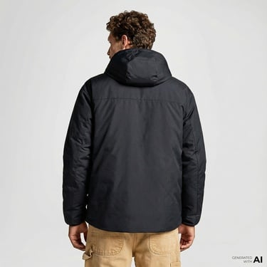  Converse Erkek Kapüşonlu Renk Bloklu Siyah Mont