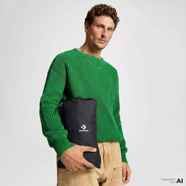  Converse Erkek Kapüşonlu Renk Bloklu Siyah Mont