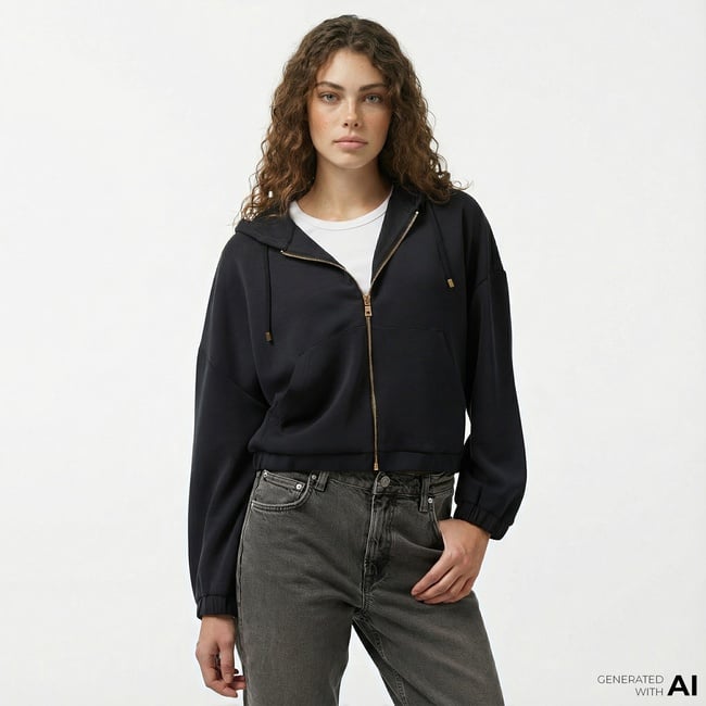  Nautica Kadın Siyah Regular Fit Sweatshirt