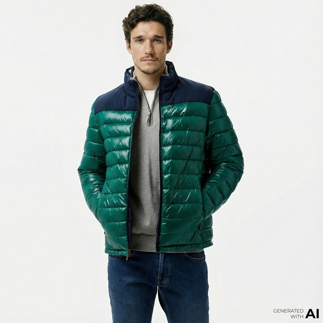  Nautica Erkek Yeşil & Lacivert Mont