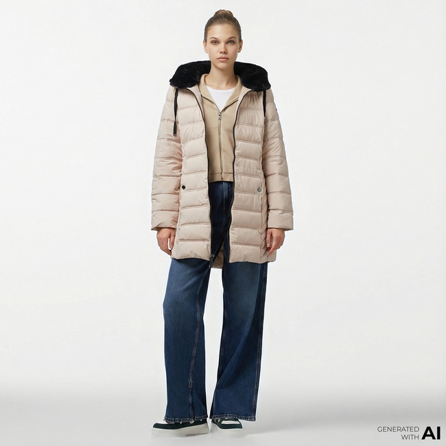  Nautica Kadın Krem Rengi Mont