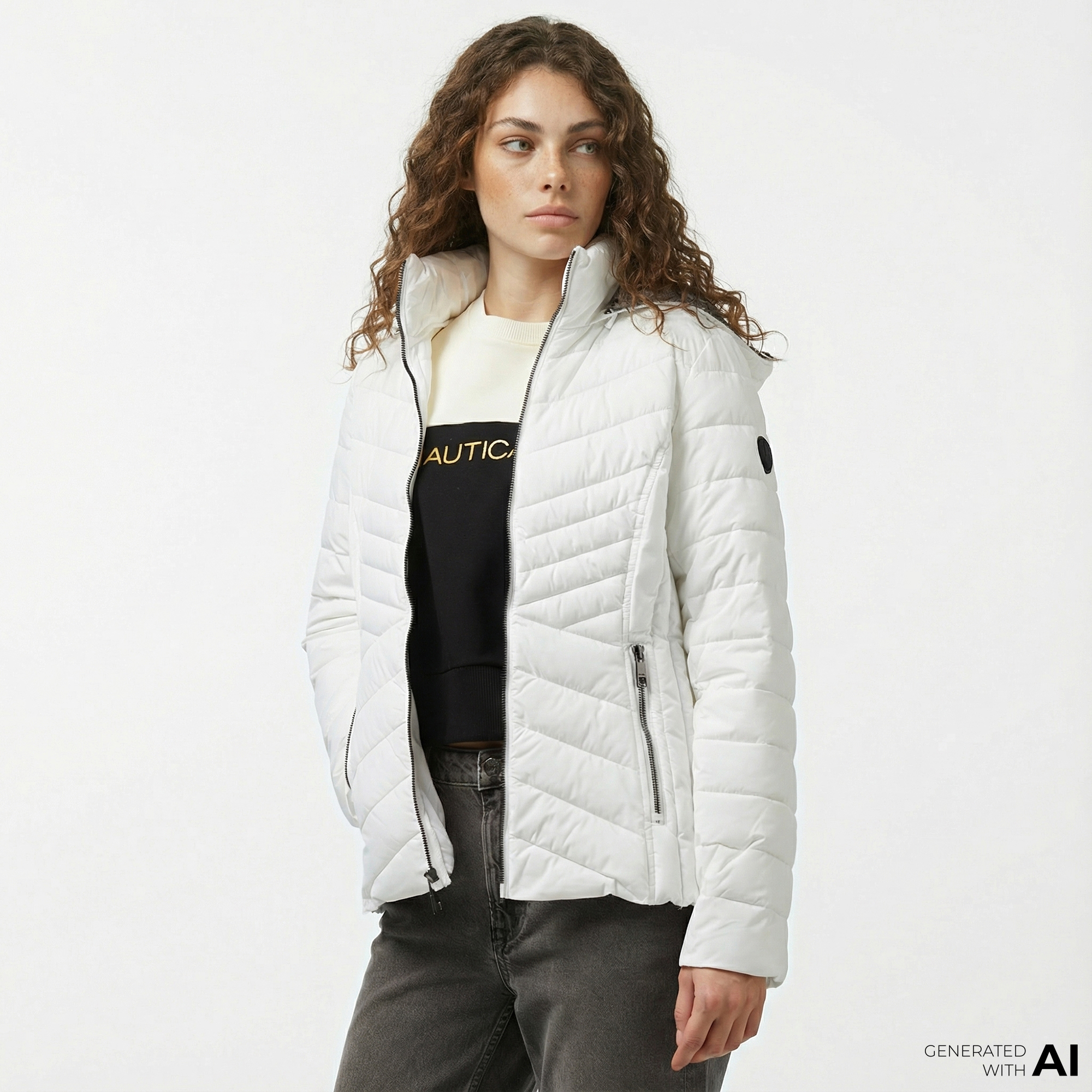  Nautica Kadın Beyaz Mont