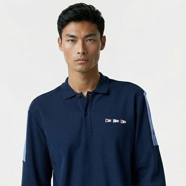  Nautica Erkek Lacivert Uzun Kollu Polo Yaka T-Shirt