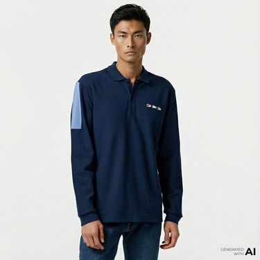  Nautica Erkek Lacivert Uzun Kollu Polo Yaka T-Shirt