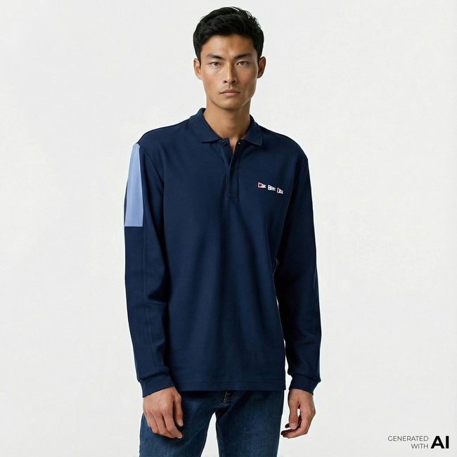  Nautica Erkek Lacivert Uzun Kollu Polo Yaka T-Shirt