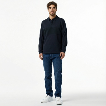  Nautica Erkek Siyah Uzun Kollu Polo Yaka T-Shirt
