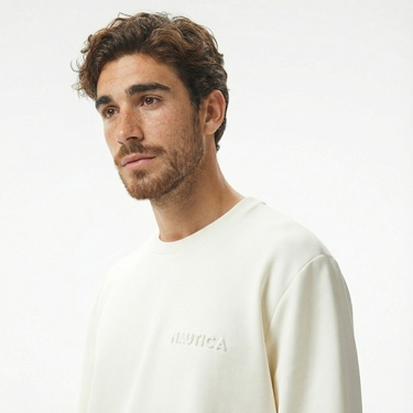  Nautica Erkek Beyaz Regular Fit Sweatshirt