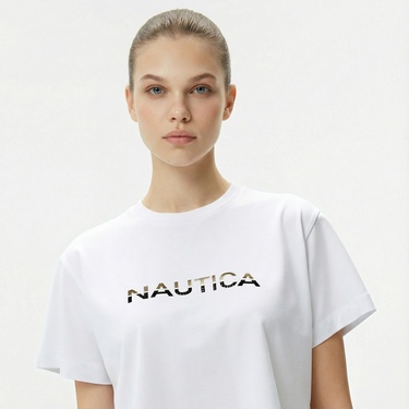 Nautica Kadın Beyaz Kısa Kollu T-Shirt