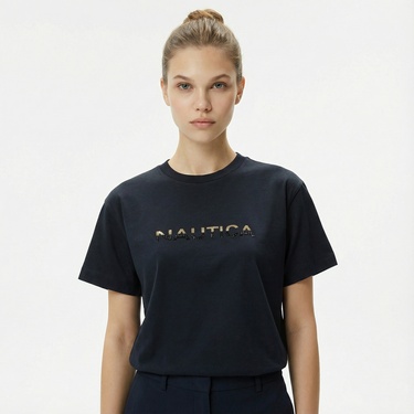  Nautica Kadın Siyah Kısa Kollu T-Shirt