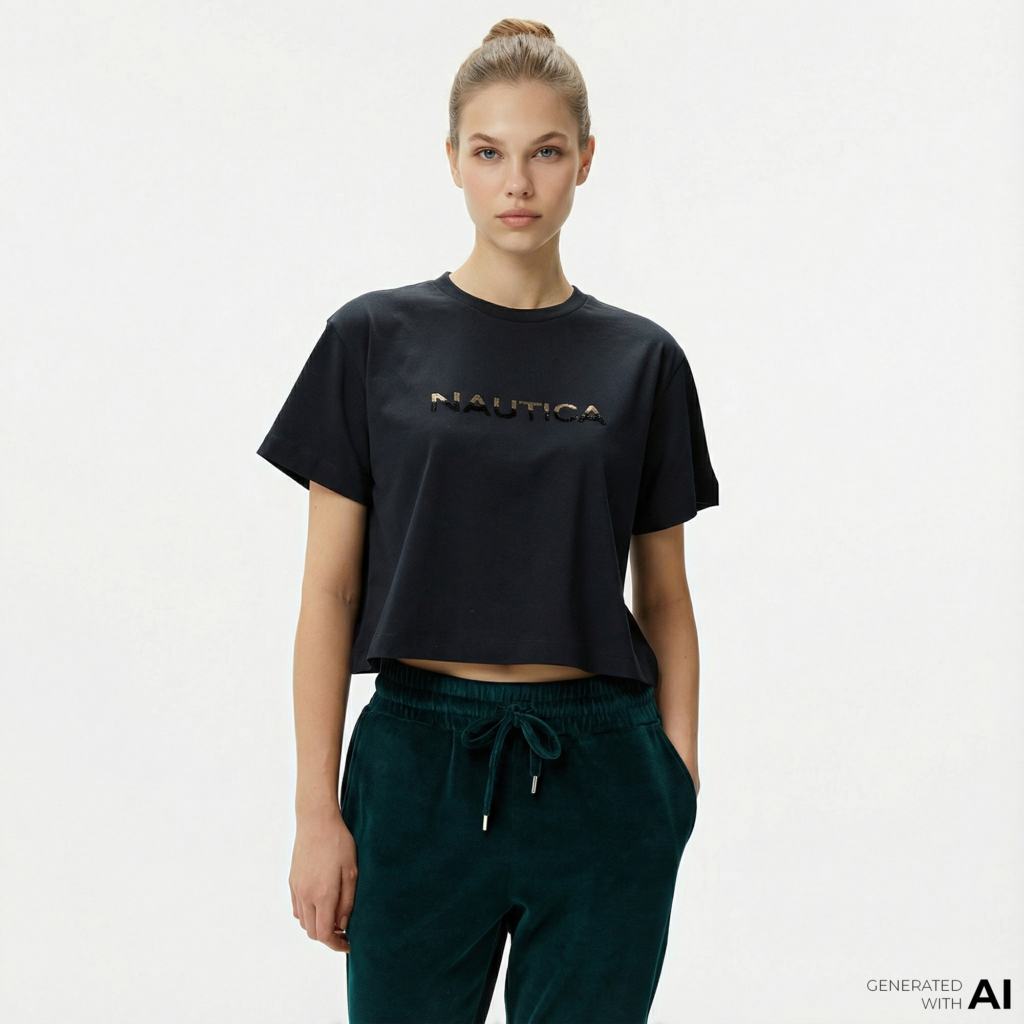  Nautica Kadın Siyah Kısa Kollu T-Shirt