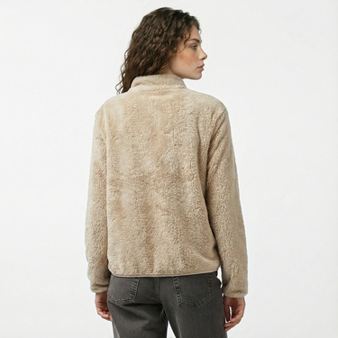  Nautica Kadın Bej Regular Fit Fermuarlı Peluş Sweatshirt