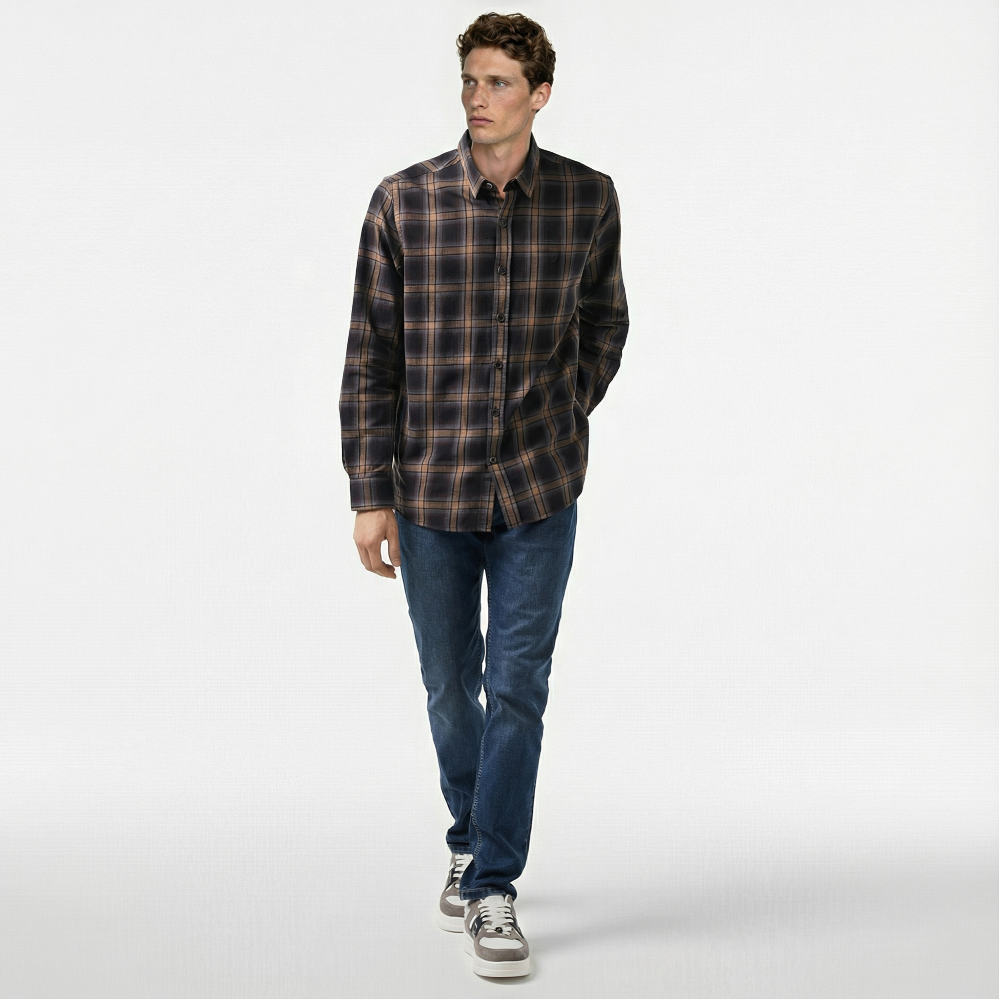  Nautica Erkek Kahverengi Classic Fit Gömlek