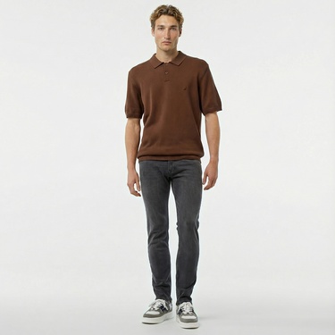  Nautica Erkek Kahverengi Classic Fit Kısa Kollu Triko