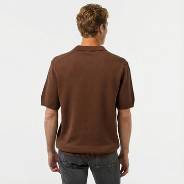  Nautica Erkek Kahverengi Classic Fit Kısa Kollu Triko