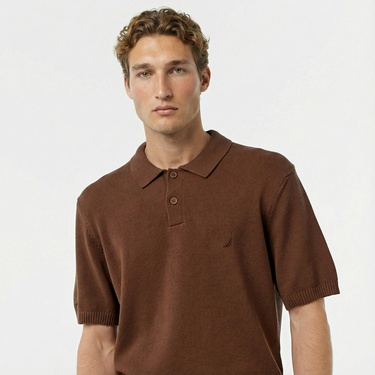  Nautica Erkek Kahverengi Classic Fit Kısa Kollu Triko