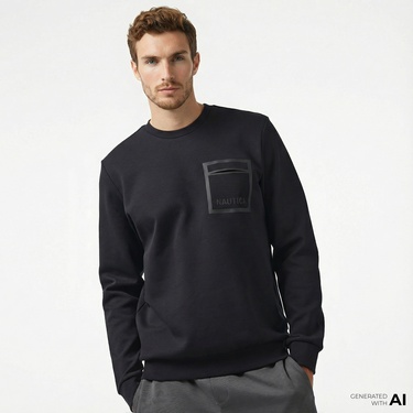  Nautica Erkek Siyah Regular Fit Sweatshirt