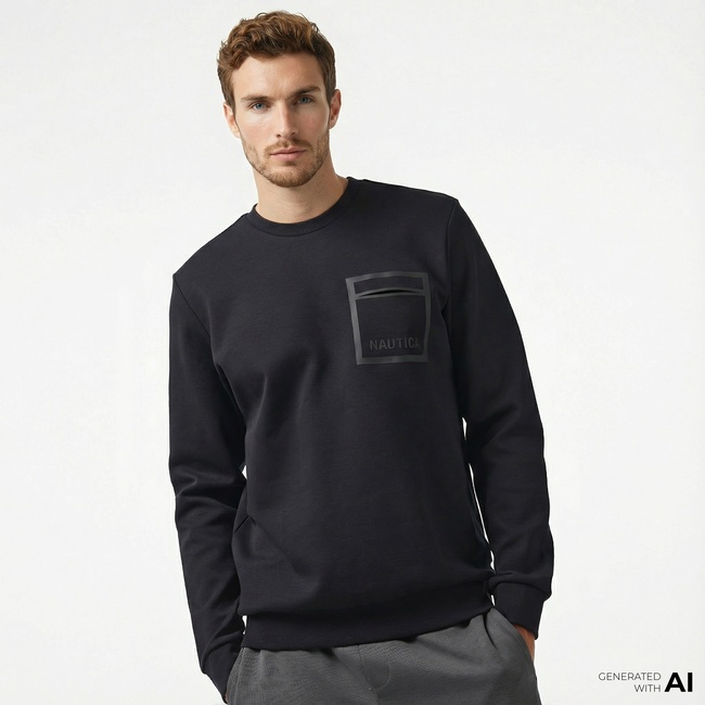  Nautica Erkek Siyah Regular Fit Sweatshirt