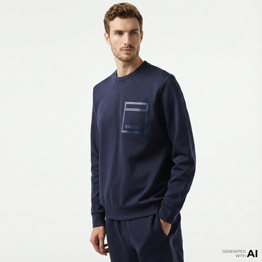  Nautica Erkek Lacivert Regular Fit Sweatshirt