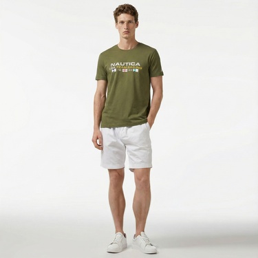  Nautica Erkek Yeşil Standart Fit Kısa Kollu Baskılı T-Shirt