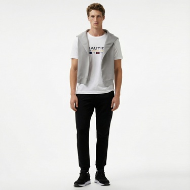  Nautica Erkek Beyaz Standart Fit Kısa Kollu Baskılı T-Shirt