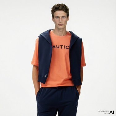  Nautica Erkek Turuncu Oversize T-Shirt