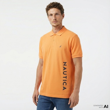  Nautica Erkek Turuncu Classic Fit Kısa Kollu Polo Yaka T-Shirt